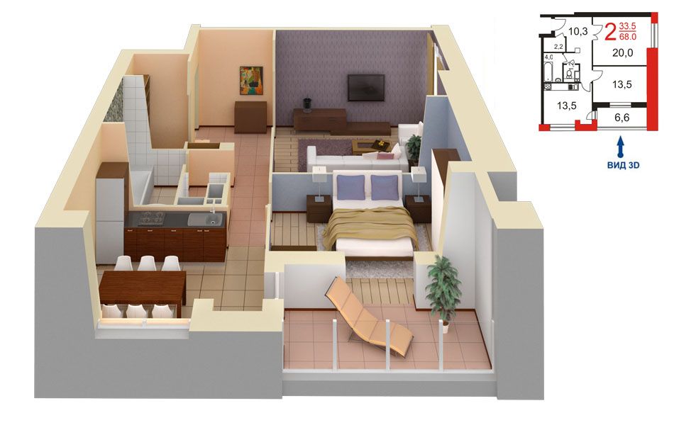 Двухкомнатные квартиры - простор для семей